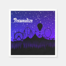 カーニバルナイトサマーフェア乗りブラックブルー スタンダードカクテルナプキン