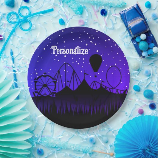 カーニバルナイトサマーフェア乗りブラックブルー ペーパープレート (パーティー)