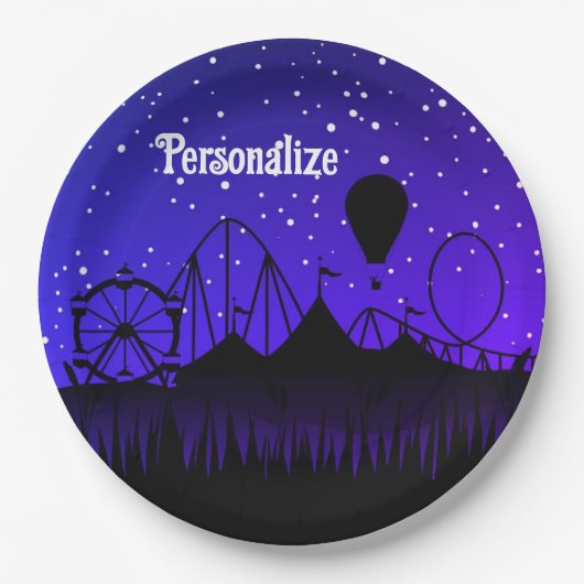 カーニバルナイトサマーフェア乗りブラックブルー ペーパープレート (正面)