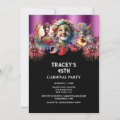 カーニバルナイトサーカス花火の仮装パープル 招待状 (正面)
