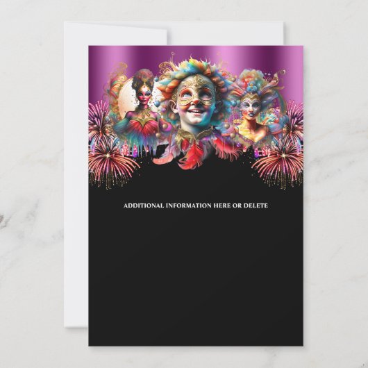 カーニバルナイトサーカス花火の仮装パープル 招待状 (裏面)