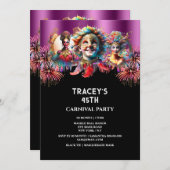 カーニバルナイトサーカス花火の仮装パープル 招待状 (正面/裏面)