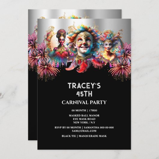 カーニバルナイトサーカス花火の仮面 招待状 (正面/裏面)