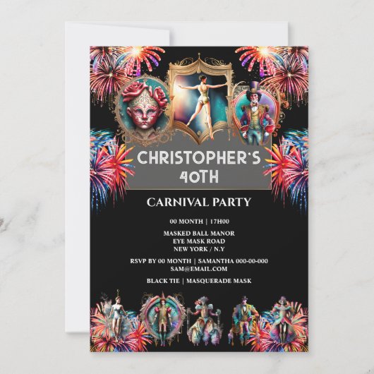カーニバルナイトサーカス花火フェスティバルパフォーマー 招待状 (正面)