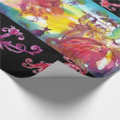 カーニバルナイトダンス、赤い紫のフローラ旋回 ラッピングペーパー (角)