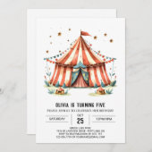 カーニバルハッピーディライトサーカス誕生日 招待状 (正面/裏面)