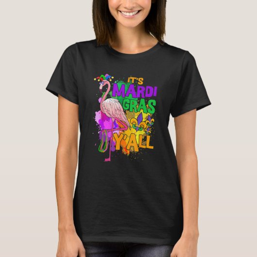 カーニバルパーティーアイデアフラミンゴマーディグラ Tシャツ (正面)