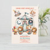 カーニバルパーティーピンクサーカスガール1st誕生日 招待状 (スタンド正面)