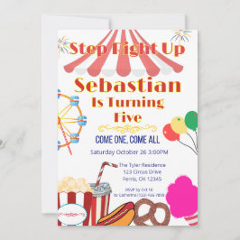 カーニバルパーティー招待状 テント上部とスナック付き 招待状