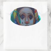 カーニバルピエロデザイン 楕円形シール (バッグ)