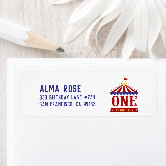 カーニバルファースト誕生日サーカスありがとうアドレス ラベル (インサイチュ)