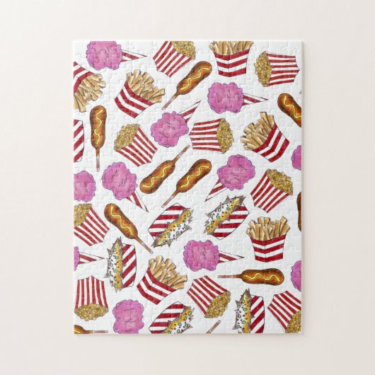 カーニバルフェアフードナチョスコーンドッグコットンキャンディ ジグソーパズル (縦)