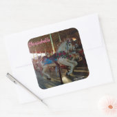 カーニバルフェアメリー回転木馬ゴーローンホース スクエアシール (封筒)