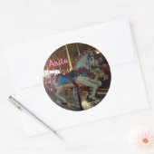 カーニバルフェアメリー回転木馬ゴーローンホース ラウンドシール (封筒)