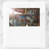 カーニバルフェアメリー回転木馬ゴーローンホース 長方形シール (バッグ)