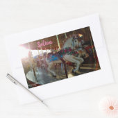 カーニバルフェアメリー回転木馬ゴーローンホース 長方形シール (封筒)