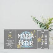 カーニバルフェリスホイール誕生日チケットパーティーグレー 招待状 (スタンド正面)