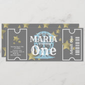 カーニバルフェリスホイール誕生日チケットパーティーグレー 招待状 (正面/裏面)