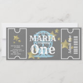 カーニバルフェリスホイール誕生日チケットパーティーグレー 招待状 (正面)