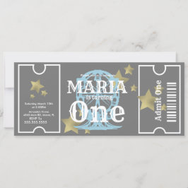 カーニバルフェリスホイール誕生日チケットパーティーグレー 招待状