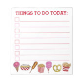 カーニバルフードナチョスコットンキャンディポップコーンプレッツェル ノートパッド (正面)