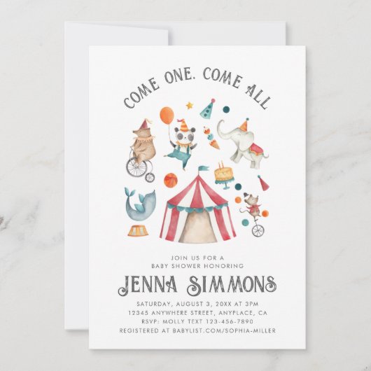 カーニバルベビーシャワー招待状 |サーカスシャワー 招待状 (正面)