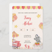 カーニバルベビーシャワー招待状 |サーカスパーティー 招待状 (正面/裏面)