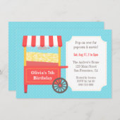 カーニバルポップコーン子供の誕生日パーティの招待状 招待状 (正面/裏面)