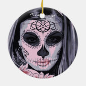 カーニバルマかわいらしスクの女性スカルThunder_Cove セラミックオーナメント (裏面)