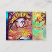 カーニバルマスクの黄色/青の緑の金ゴールドきらめき 名刺 (裏面)