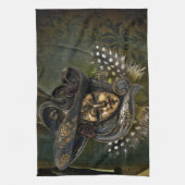 カーニバルマスクグリーンダマスクキッチンタオル キッチンタオル (縦)