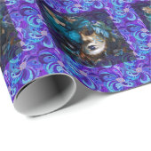 カーニバルマスクフェザーマーディグラスパープルブルー ラッピングペーパー (ロールコーナー)