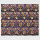 カーニバルマスクフェザーマーディグ転がラスオブ ラッピングペーパー (フラット)