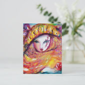 カーニバルマスク黄色赤バラ ポストカード (スタンド正面)