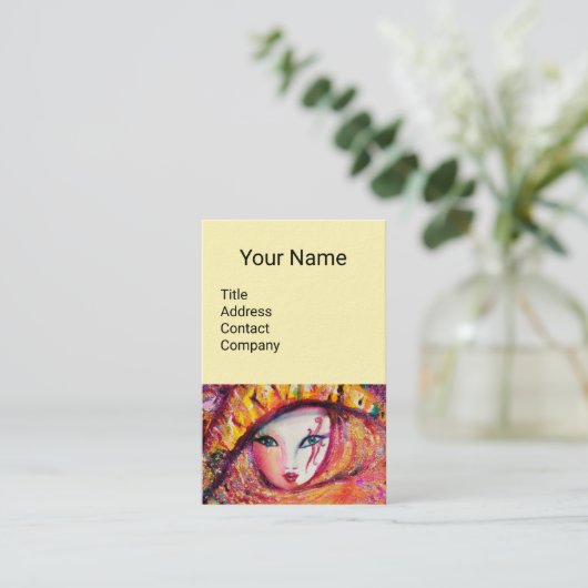 カーニバルマスク黄色赤ローズクリーム 名刺 (スタンド正面)