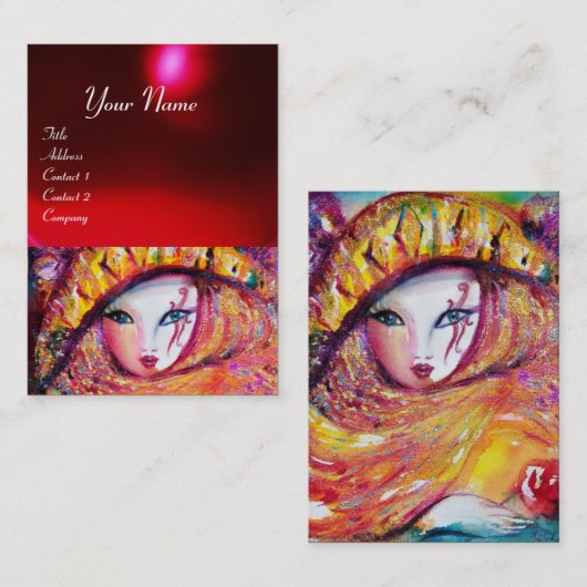 カーニバルマスク黄色赤ローズルビー 名刺 (正面/裏面)