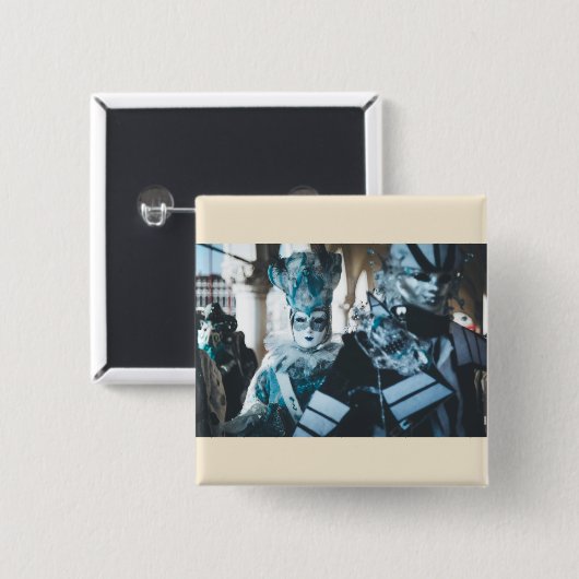 カーニバルマスク，イタリア 缶バッジ (正面&裏面)