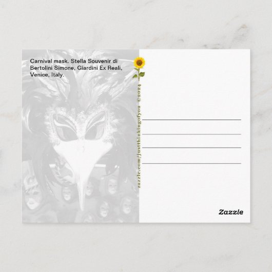 カーニバルマスク,ヴェネツィア,イタリア – はがき (裏面)