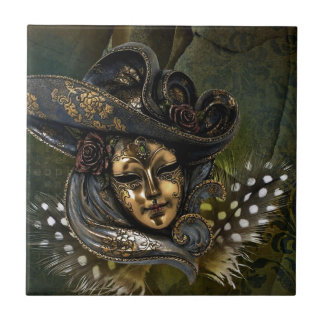 カーニバルマスク – 緑ダマスクタイル タイル