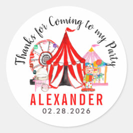 カーニバルモダンサーカスショーkidありがとう誕生日 ラウンドシール