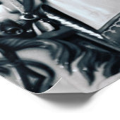 カーニバルライドホース回転木馬 – 白黒の写真 ポスター (角)