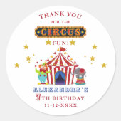 カーニバルレッドストライプサーカス誕生日ありがとう ラウンドシール (正面)