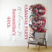 カーニバルレディースバラ花ファンタジー羽毛ガラス タペストリー (インサイチュ(横))