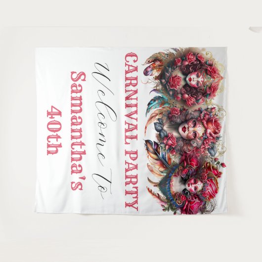 カーニバルレディースバラ花ファンタジー羽毛ガラス タペストリー (正面(横))