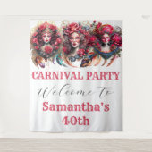 カーニバルレディースバラ花ファンタジー羽毛ガラス タペストリー (正面)