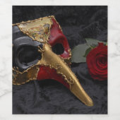 カーニバルヴェネチアンパンタロンマスクマスカレードバラ ワインラベル (シングルラベル)