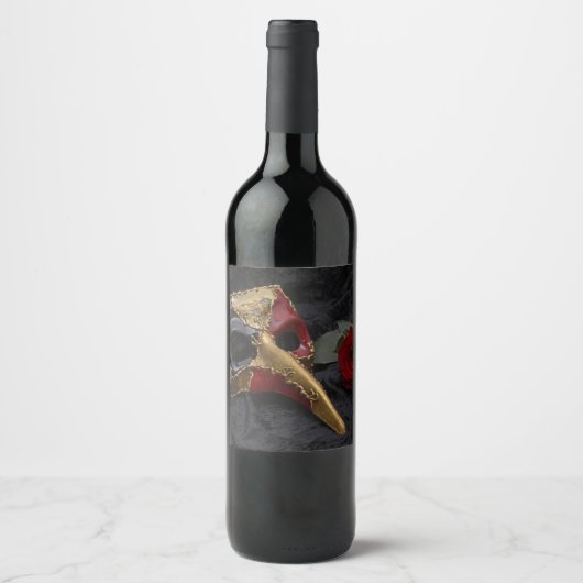 カーニバルヴェネチアンパンタロンマスクマスカレードバラ ワインラベル (正面)