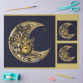 カーニバル仮装マスク金ゴールドムーン14デコページ 薄葉紙 (クラフト)