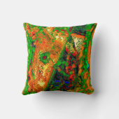 カーニバル又はマスク絵を描パーティー，緑とオレンジ クッション (裏面)