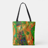 カーニバル又はマスク絵を描パーティー，緑とオレンジ トートバッグ (裏面)